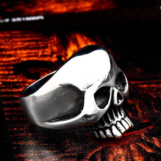 Skeleton Skull Ring – 316L Stainless Steel Punk Biker Statement Band
