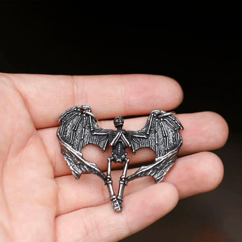 Men's 316L Stainless Steel Skull Ribcage Pendant Necklace Punk Biker Jewelry