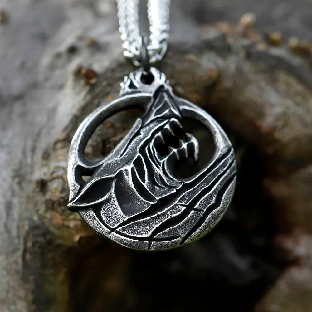 316L Stainless Steel Viking Rune Wolf Pendant Necklace Unisex Norse Jewelry Gift