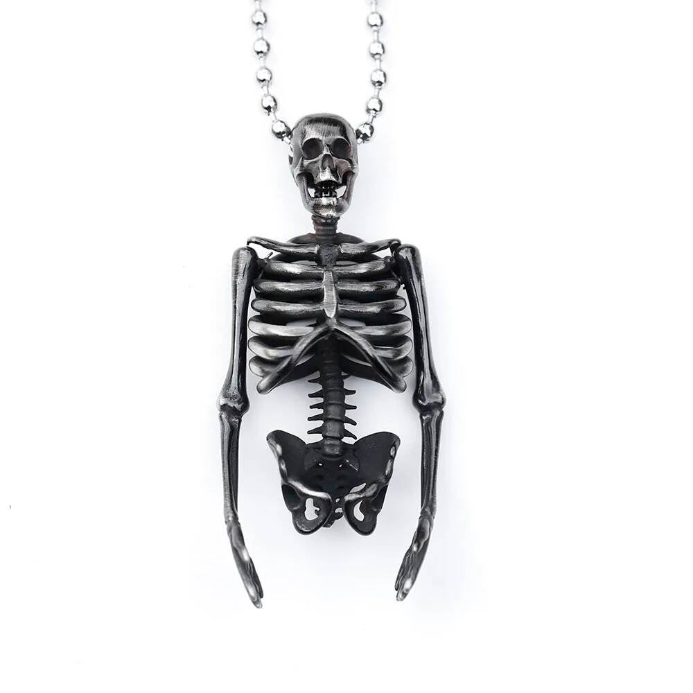 Full Skeleton Pendant Necklace – Gothic Punk Halloween Jewelry