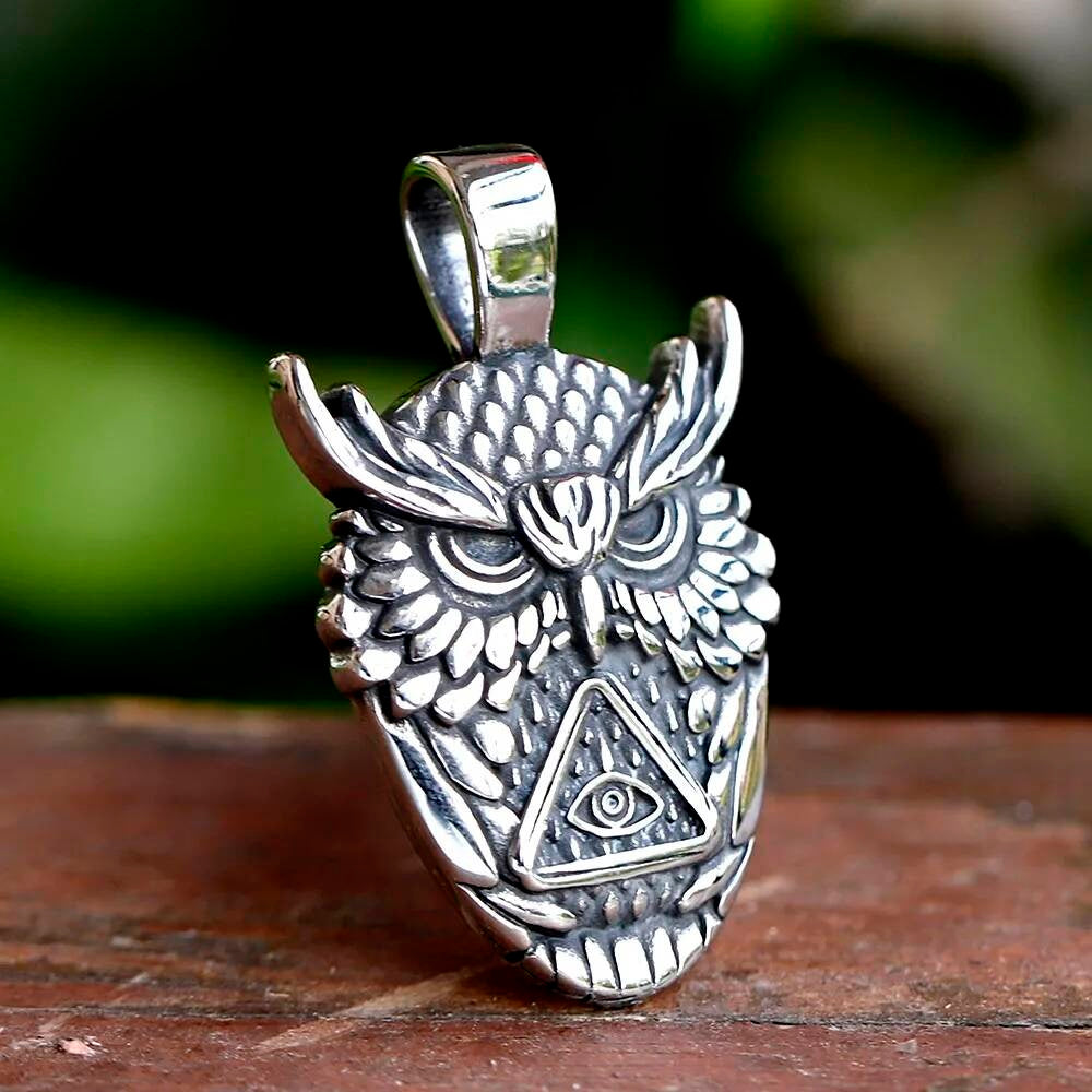 Owl Pendant Necklace with All-Seeing Eye – Mysterious Symbol Jewelry