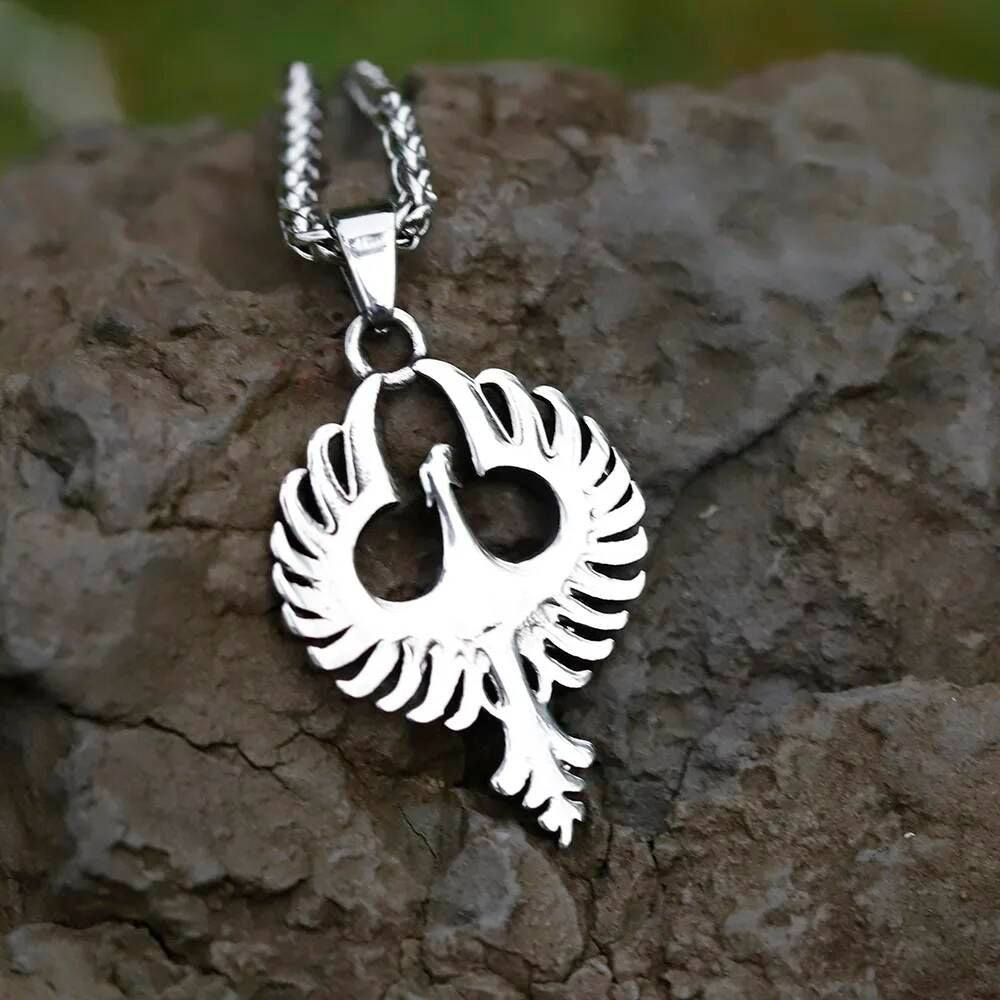316L Stainless Steel Phoenix Bird Pendant Necklace for Men