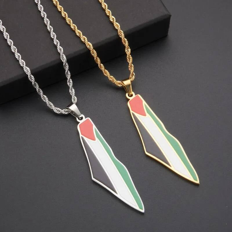 Palestine Flag Series Stainless Steel Pendant Chain Necklace For Women Men Jewelry Accessories Palestinian