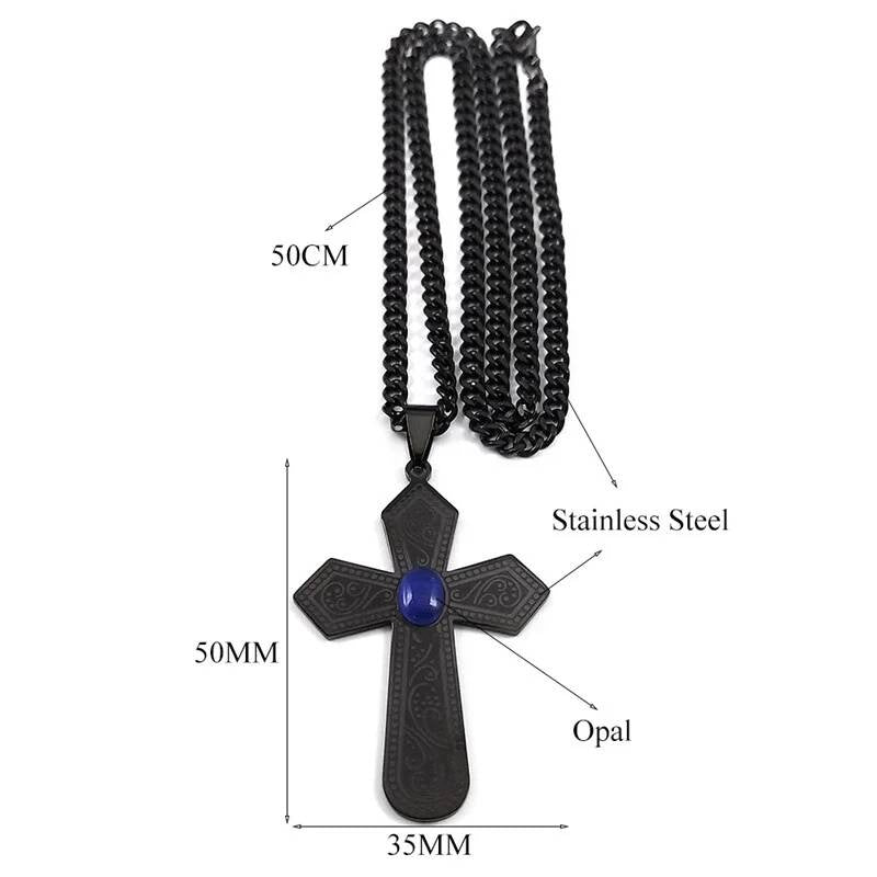 Stainless Steel Goth Black Cross Chain Necklace Pendant For Men Women Jewelry Vintage Accessories