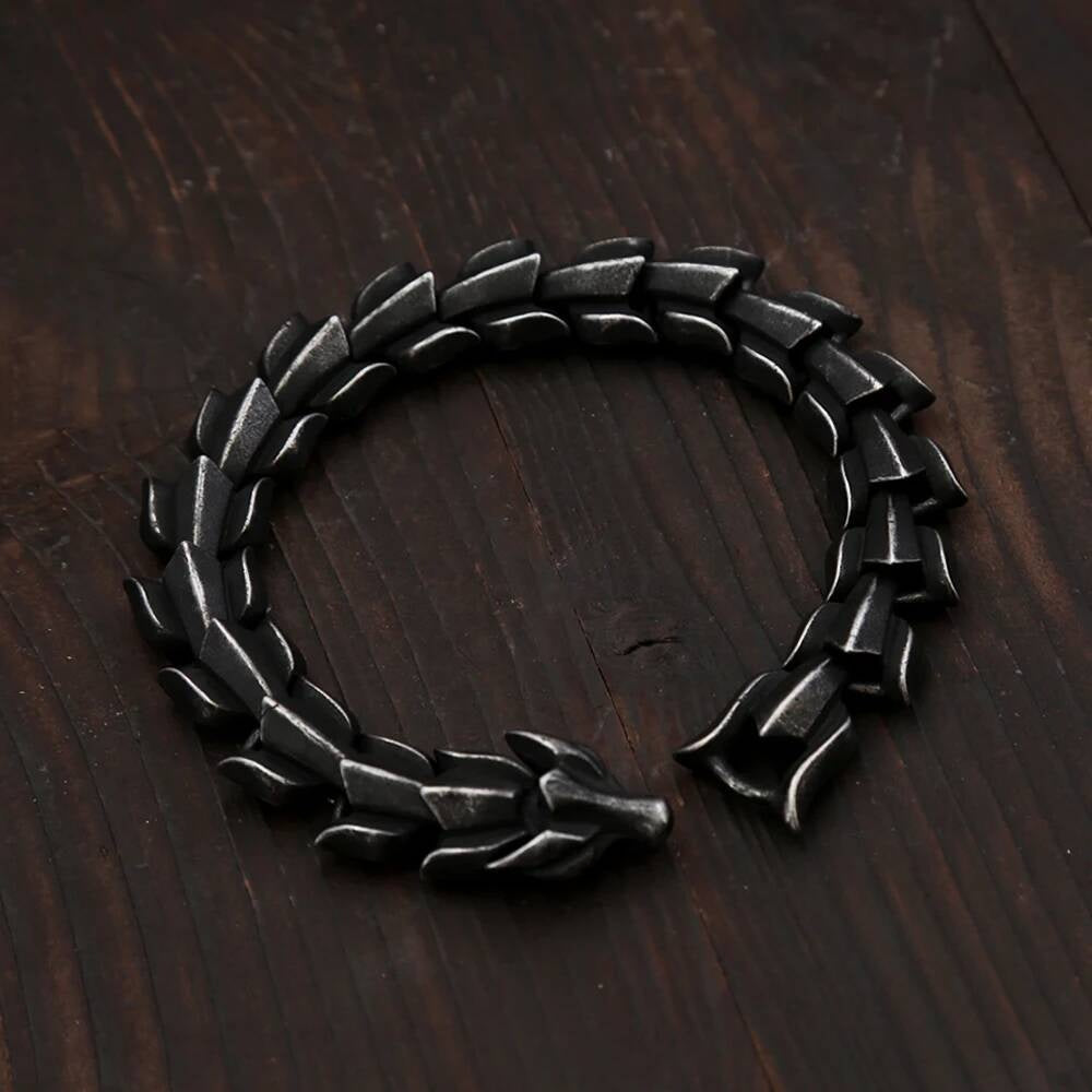 Gothic Armor Chain Bangle – Stainless Steel Warrior Bracelet