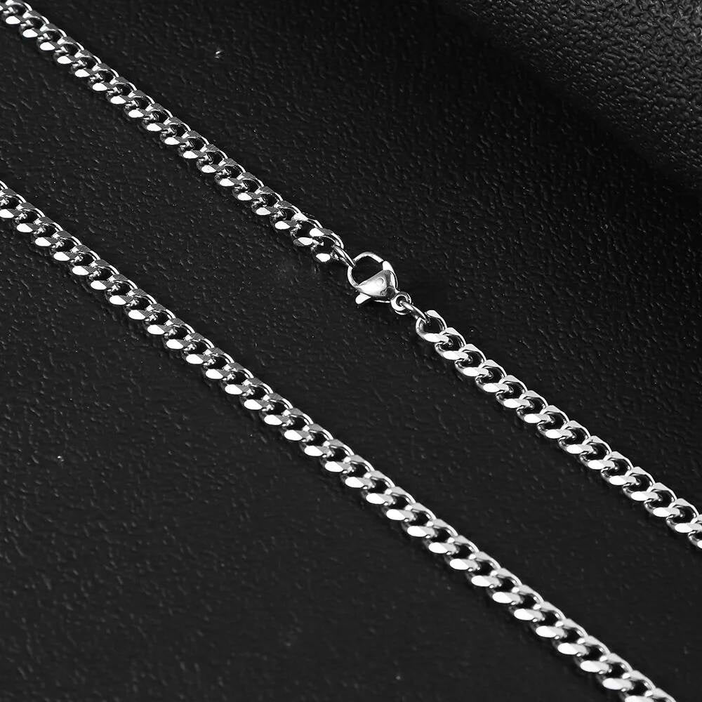 1Pc Size 3mm-9mm Miami Curb Cuban Link for Men Women Stainless Steel Mens Jewelry Hip Hop Chain