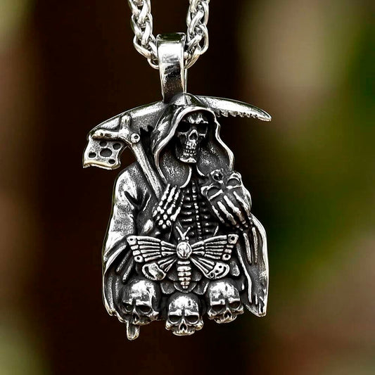 Grim Reaper Pendant – Gothic Stainless Steel Death Necklace