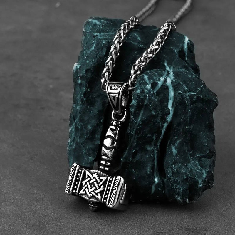 Viking Axes & Valknut Rune Necklace – Norse Warrior Stainless Steel Pendant