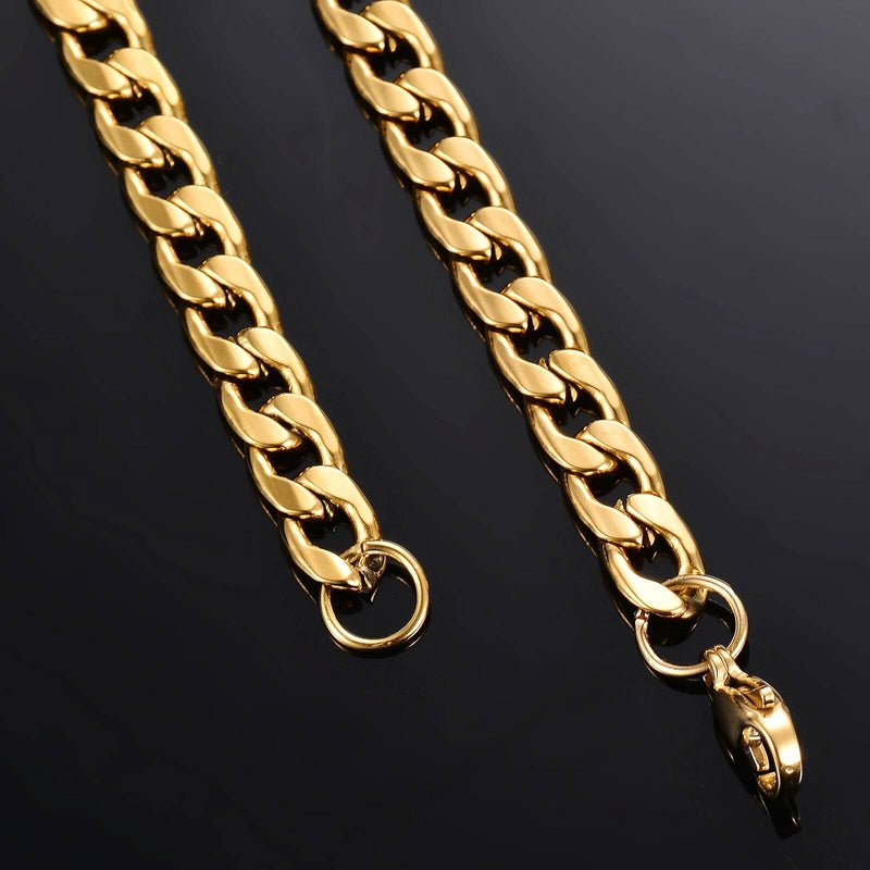 1 piece Length 21cm-100cm Gold Color Flat Necklace 3mm-9.5mm Stainless Steel Curb Link Chain for Men Women