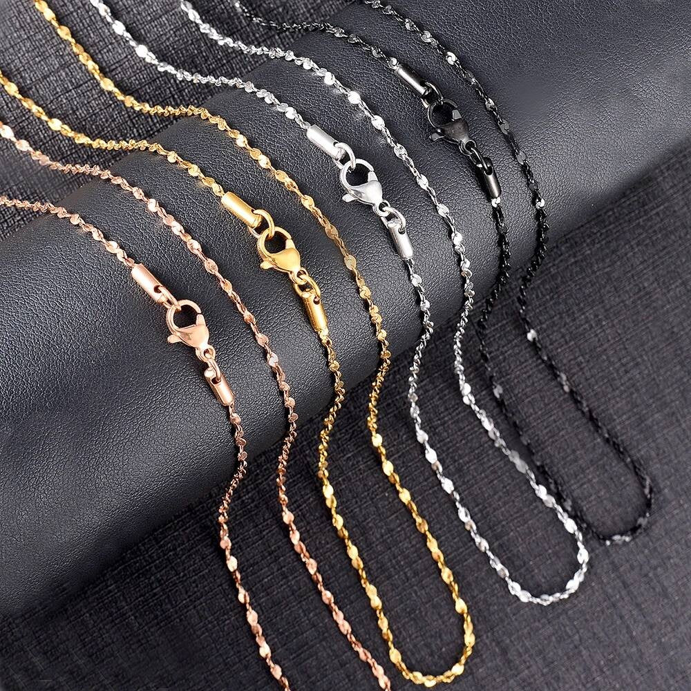 1Pc Width 1.2mm/1.5mm/1.8mm Stainless Steel Tiny Link Matching Pendants Necklace Chain for DIY Jewelry Making