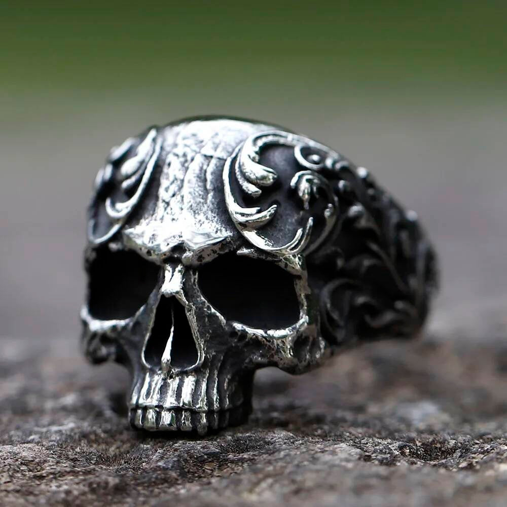 Vintage Skull Ring - Stainless Steel Punk Fashion Jewelry for Teens C STYLE