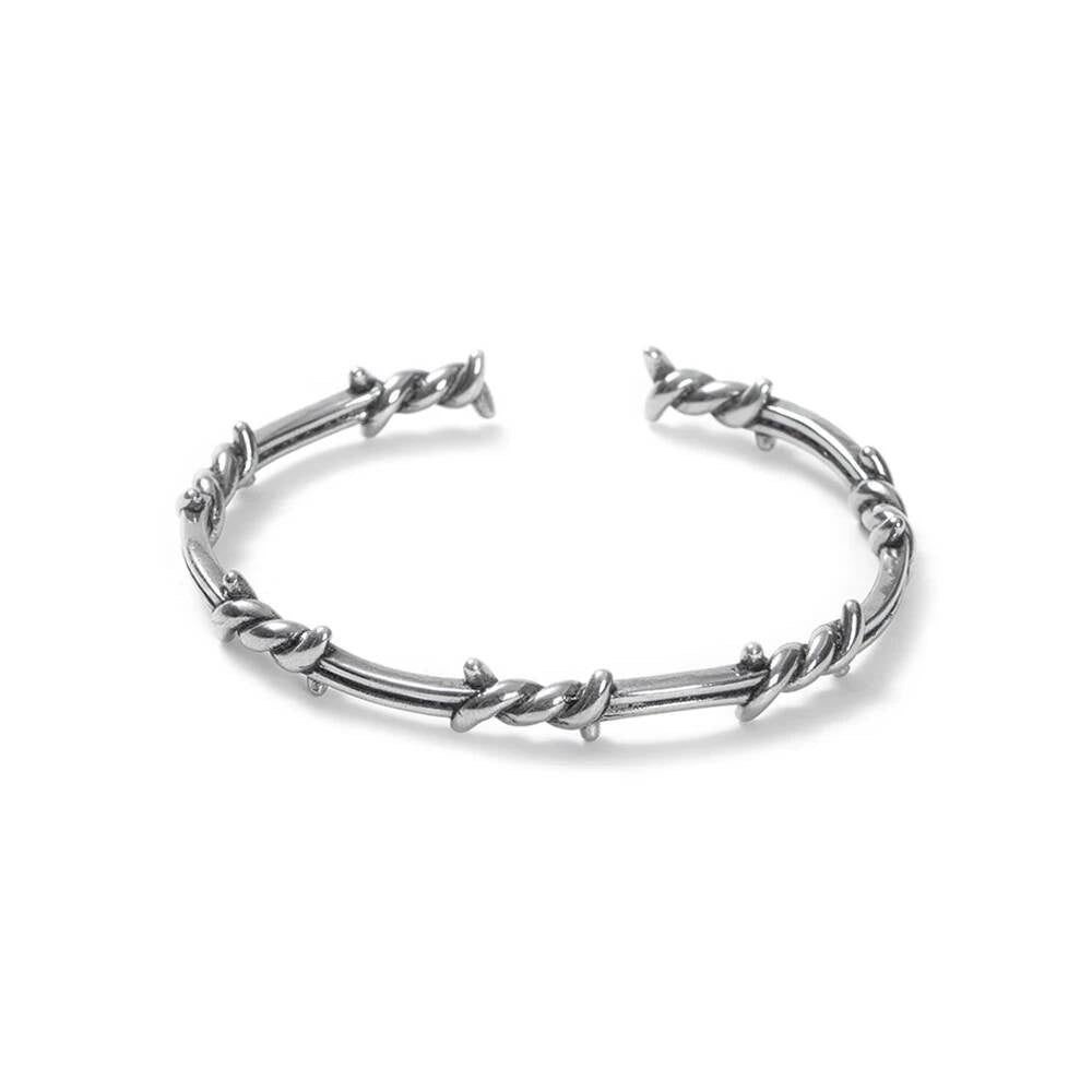 Vintage Twisted Rope Cuff Bracelet – 316L Stainless Steel Open Bangle for Men Style A