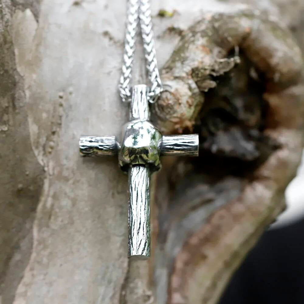 Skull Cross Pendant – Gothic Stainless Steel Necklace