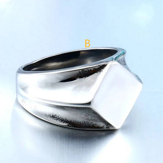 Modern Square Signet Ring – 316L Stainless Steel Minimalist Band