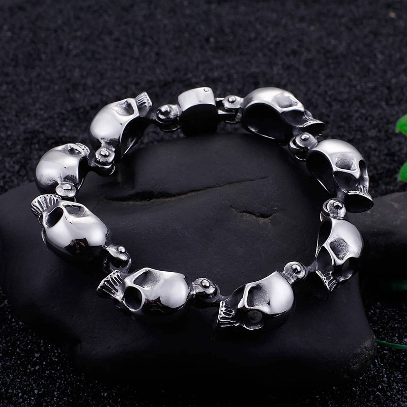 13mm Skeleton Bone Bracelet Men 316L Stainless Steel Punk Jewelry Never Fade