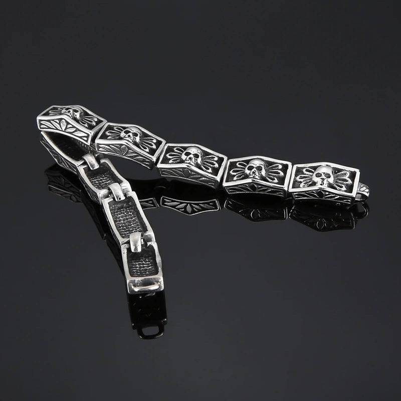 12mm Skull Bone Men's Bracelet Charm Jewelry Stainless Steel 316L