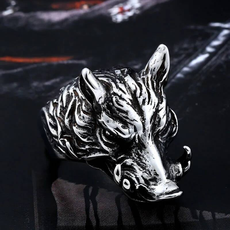 Wolf Head Ring – Stainless Steel Biker Jewelry Gothic Punk Style for Men