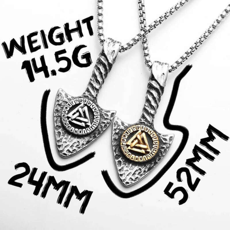 Viking Arrowhead Valknut Pendant Necklace – 316L Stainless Steel Rune Amulet
