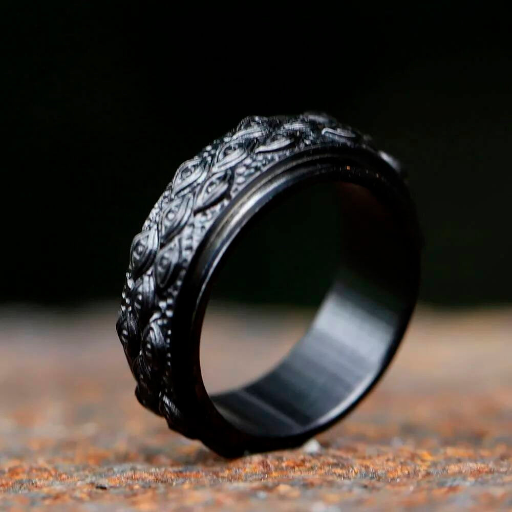 Vintage All-Seeing Eye Rotatable Ring – 316L Stainless Steel Black & Gold black