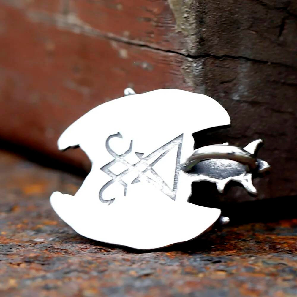 Baphomet Pendant Necklace, Silver Gothic Jewelry with Winged Goat Design