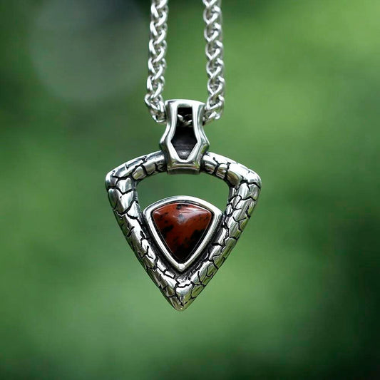 Viking Thor's Hammer Pendant with Red Jasper Stone – Silver Norse Amulet