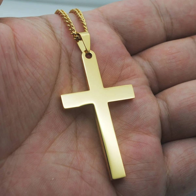 316L Stainless Steel Cross Pendant Chain Necklace For Men Religion Jewelry Accessories Male