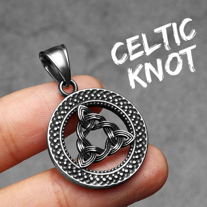 Celtic Triquetra Knot Pendant – Stainless Steel Circle Amulet Necklace N1485-Only Pendant