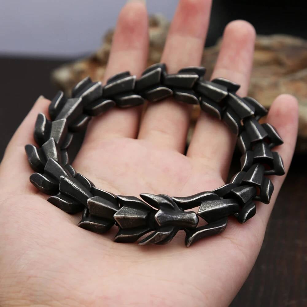 Gothic Armor Chain Bangle – Stainless Steel Warrior Bracelet