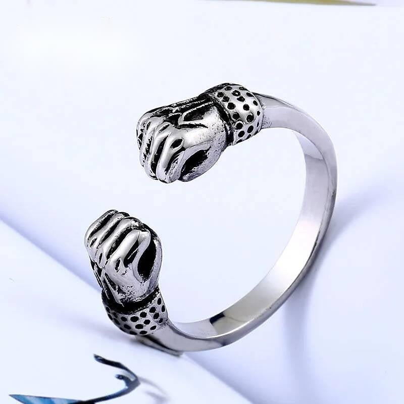 Double Fist Ring in Stainless Steel – Boxing Fight Punk Street Style