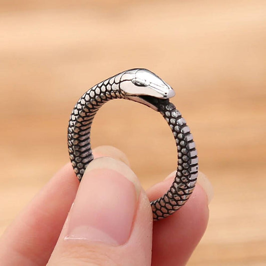 Ouroboros Viking Ring – 316L Stainless Steel Serpent Circle Amulet