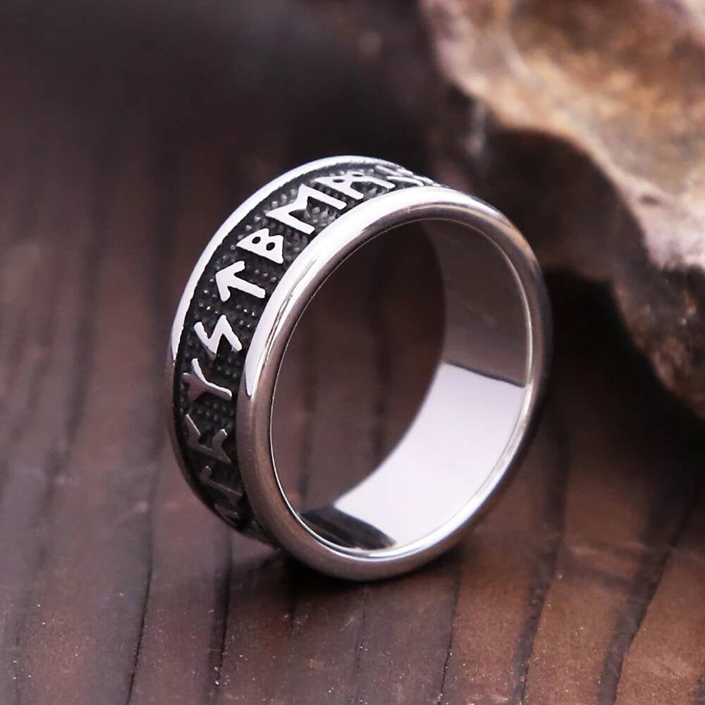 Nordic Rune Ring – 316L Stainless Steel Unisex Viking Amulet Band