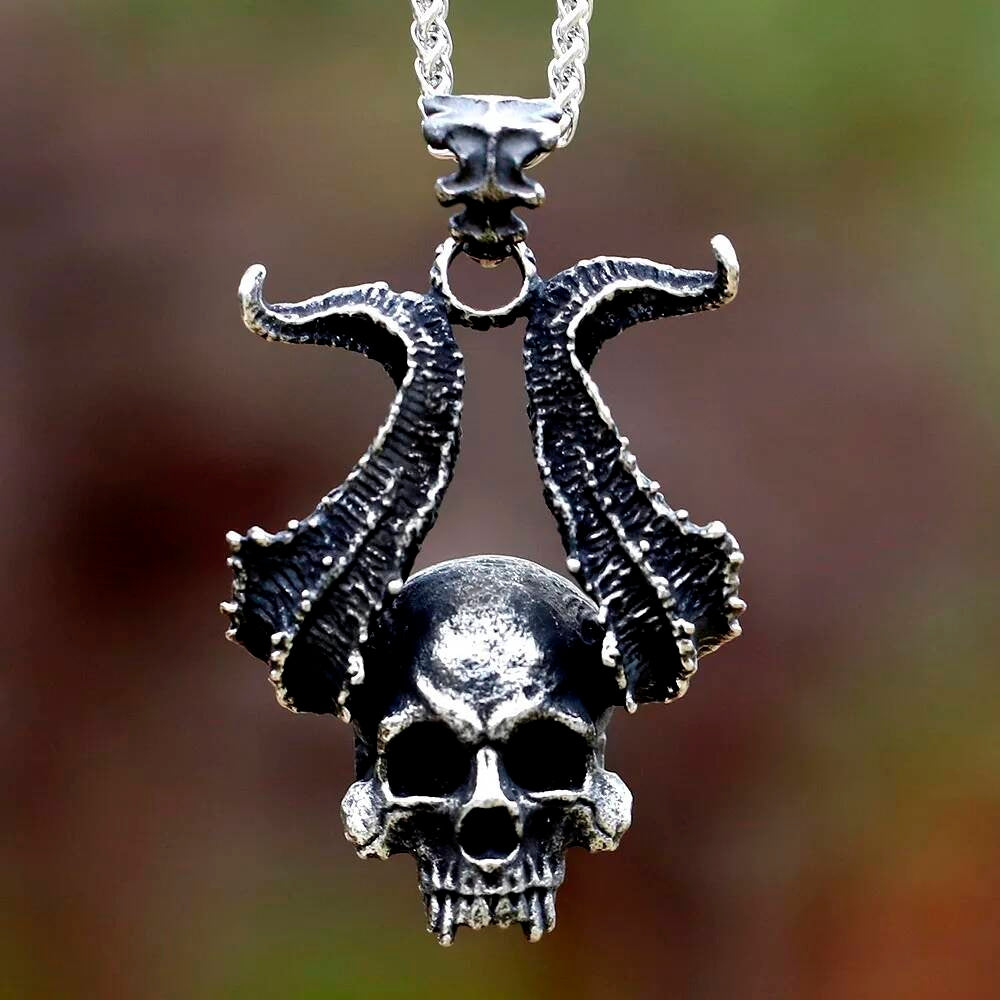 Skeletons in Coffin Pendant Necklace, Gothic Silver Jewelry with Death and Love Symbolism LP-672 CN