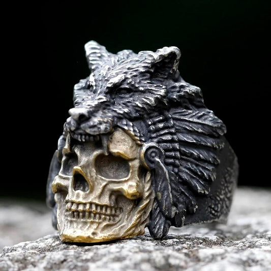 Wolf Skull Ring – 316L Stainless Steel Norse Guardian Statement Band steel