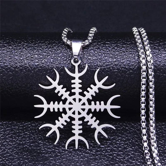 Viking Wolf Pendant with Valknut and Crossed Axes – Norse Mythology Stainless Steel Necklace Stainless Steel