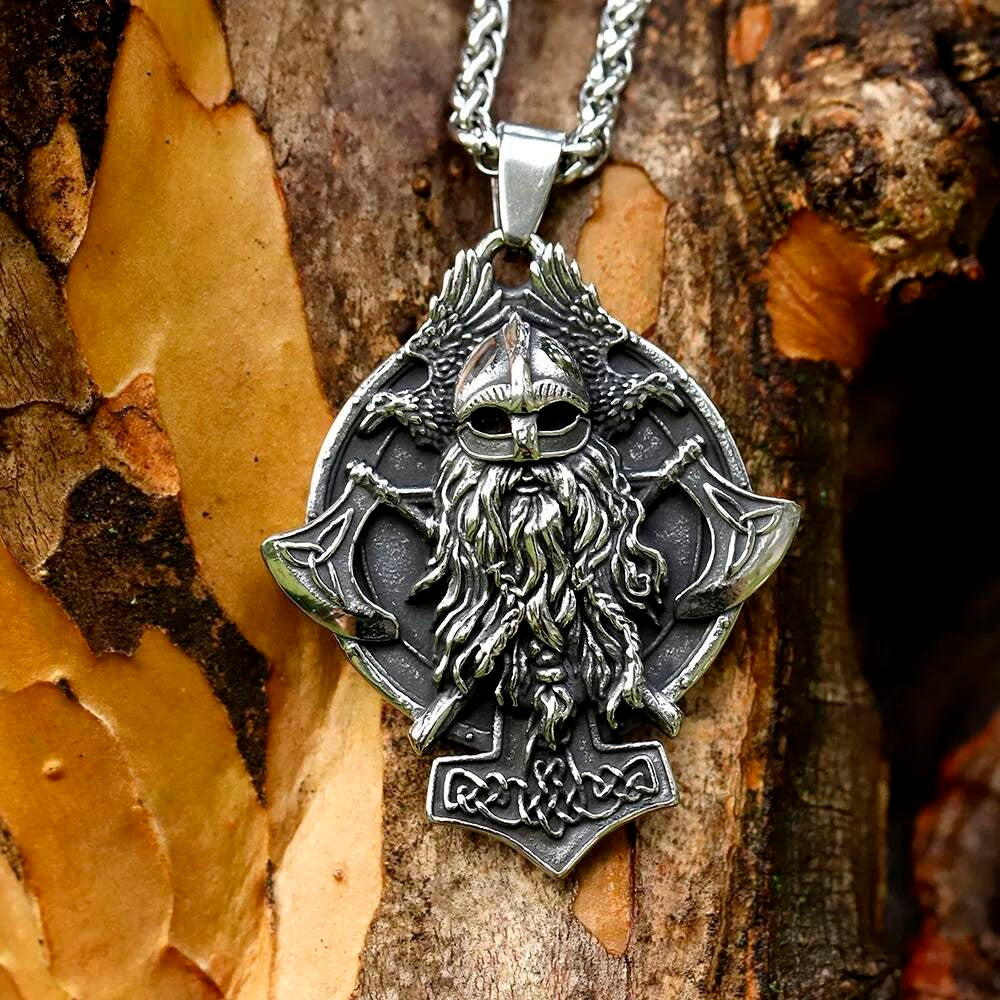 316L Stainless Steel Viking Warrior Pendant Necklace Norse Nordic Jewelry