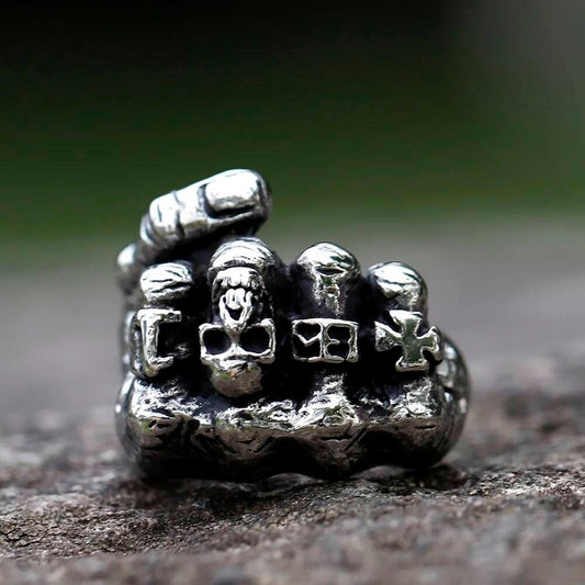 Men’s Skull Fist Ring – Gothic Punk Stainless Steel Biker Jewelry