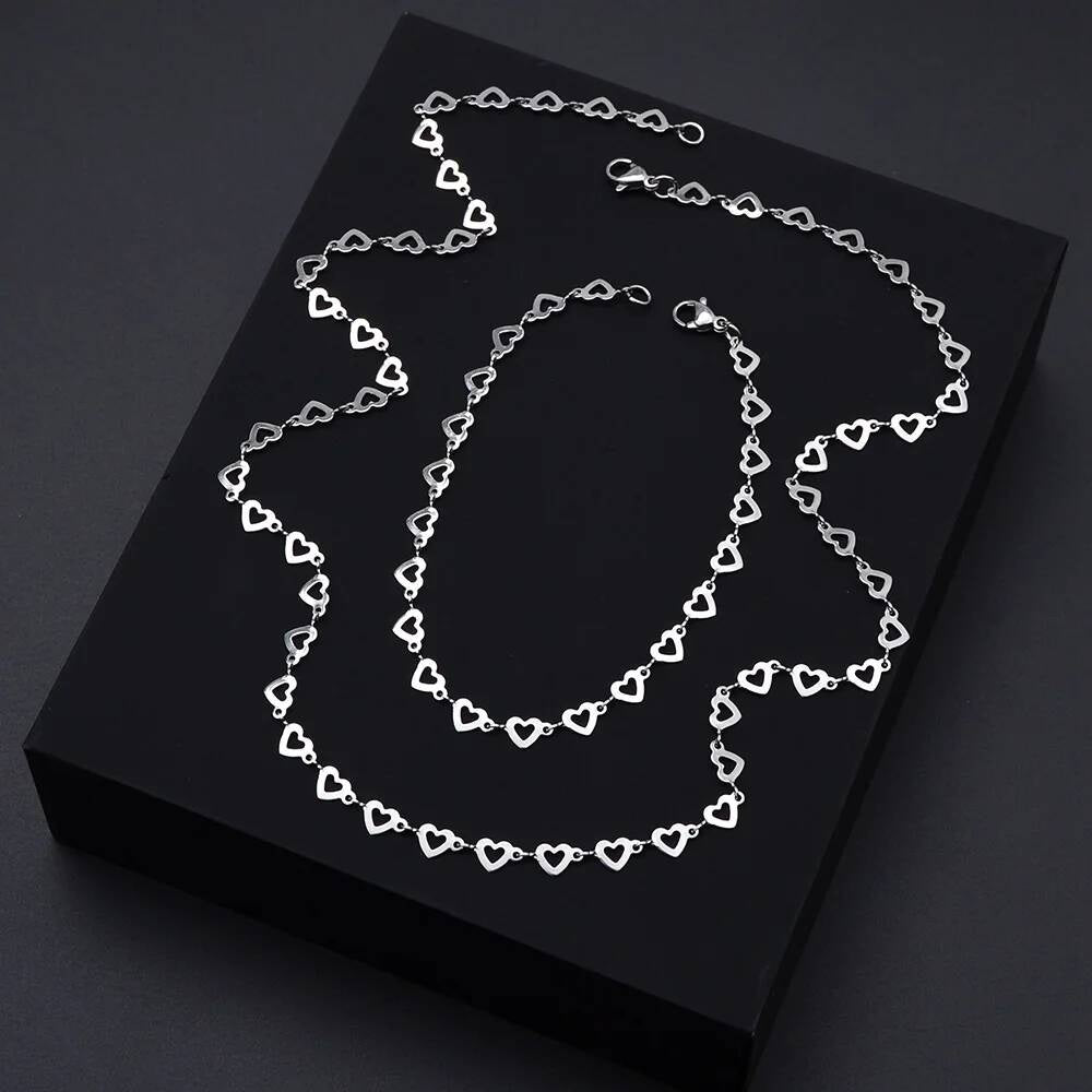 1 piece Stainless Steel Hollow Heart Handmade Link Chain for Men Women DIY Jewelry Making Bracelet Anklet Necklace