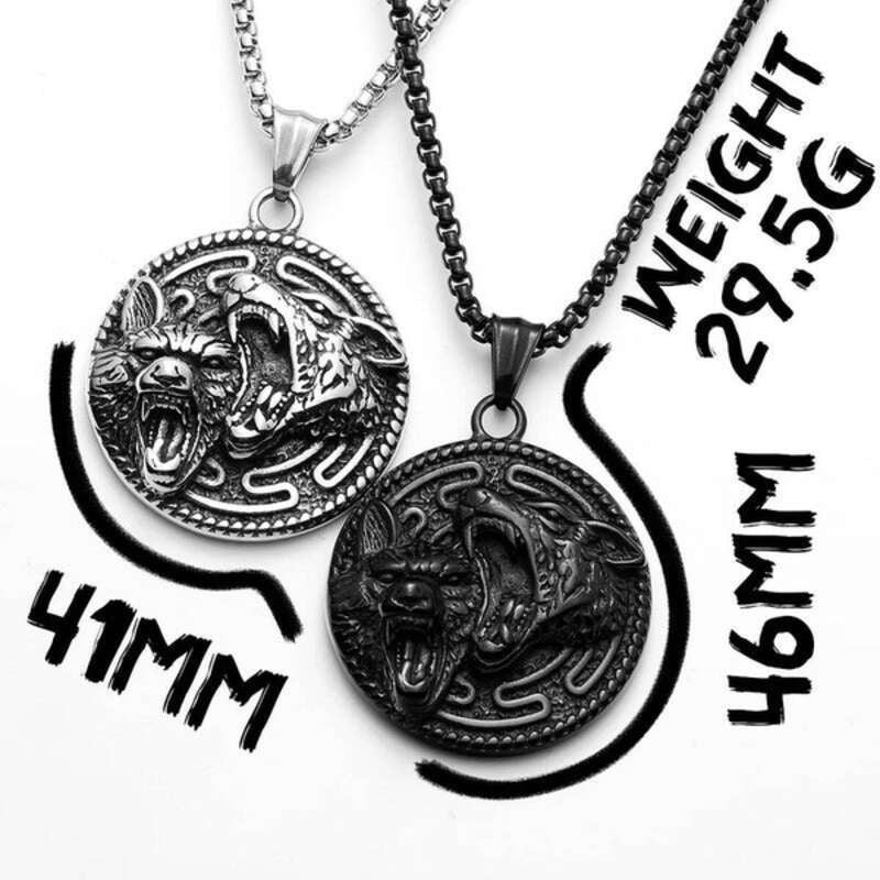Dual Wolf Pendant Necklace, Fierce Silver Tribal Jewelry with Howling Wolves Design