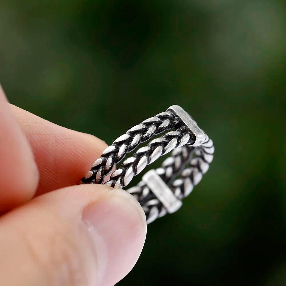 Viking Weave Knot Ring – 316L Stainless Steel Unisex Norse Amulet Band