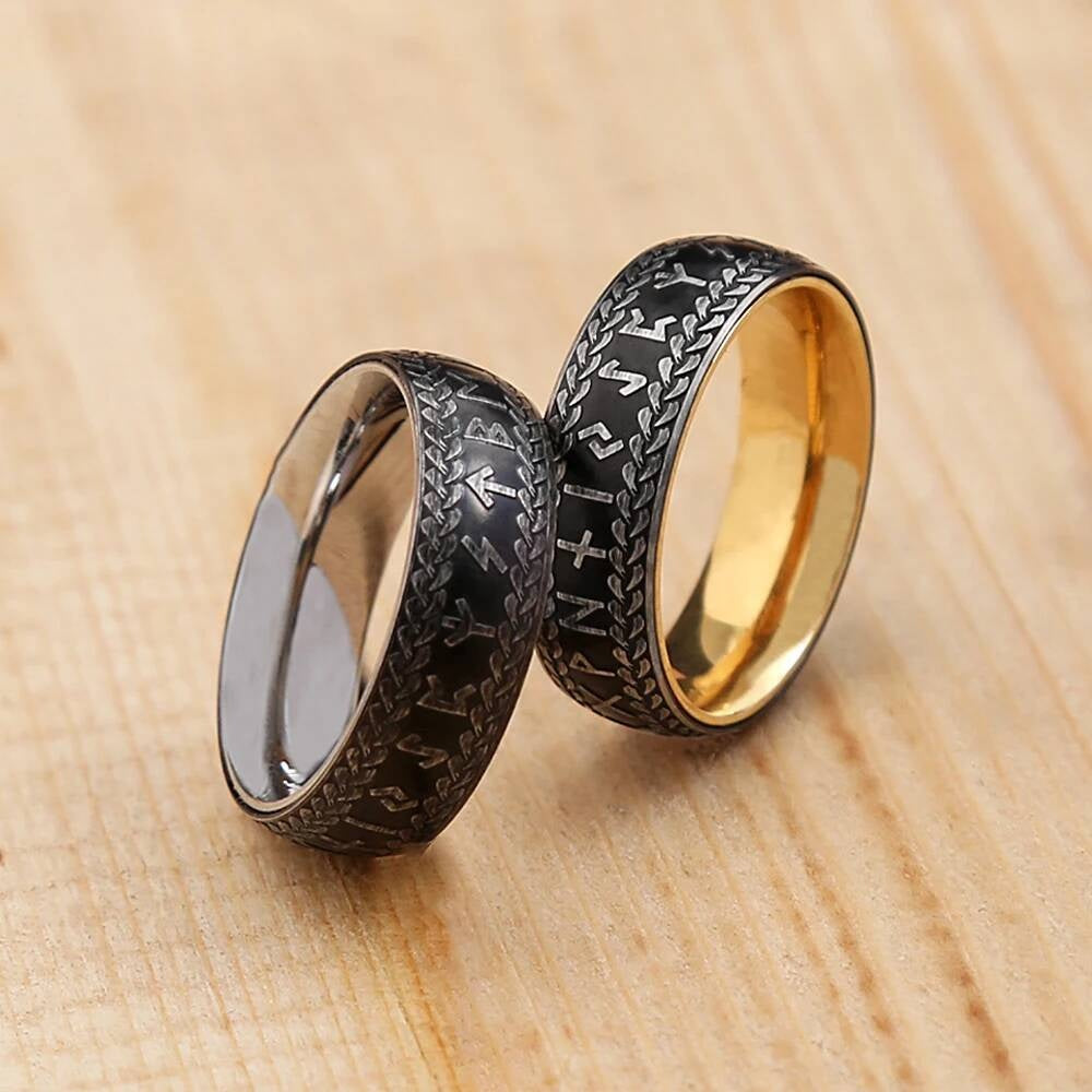 Vintage Viking Rune Ring – 316L Stainless Steel Norse Amulet (Unisex)