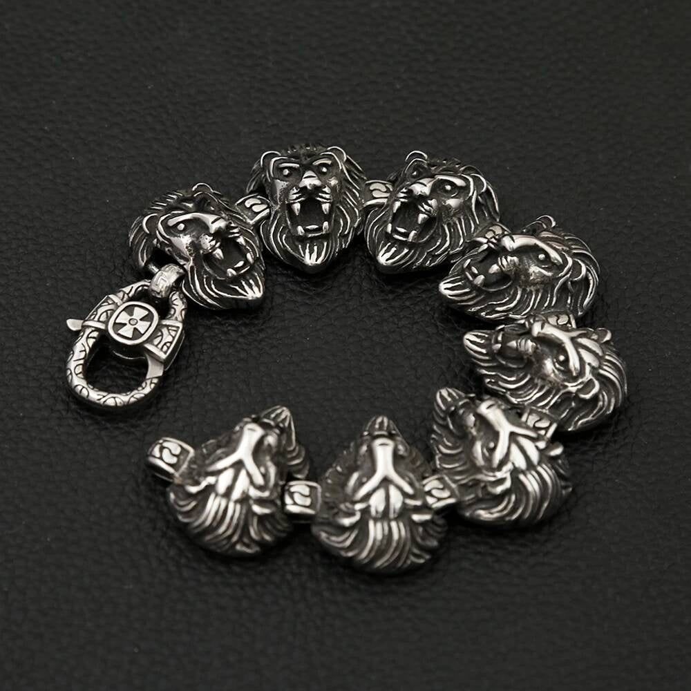 Stainless Steel Lion Head Chain Bracelet – Bold King’s Power Jewelry