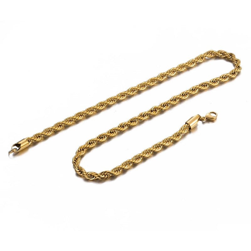 1 piece Gold Color Width 2mm/2.5mm/3mm/4mm/5mm/6mm Rope Necklace/Bracelet For Men Women Stainless Steel Chain Necklace