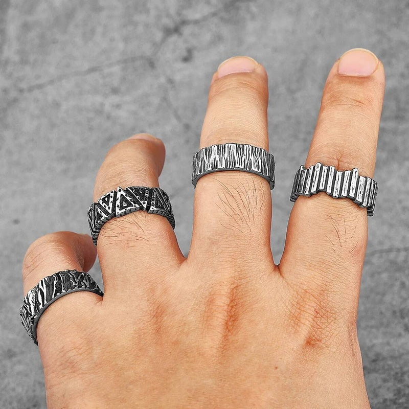 Vintage Black Volcano Ring 316L Stainless Steel Retro Jewelry for Men