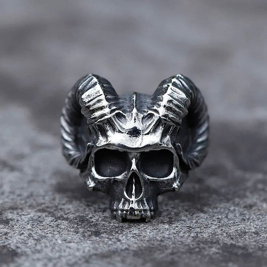 Evil Ancient Rune Devil RING For Teens Gothic Punk Horned Men's Rings