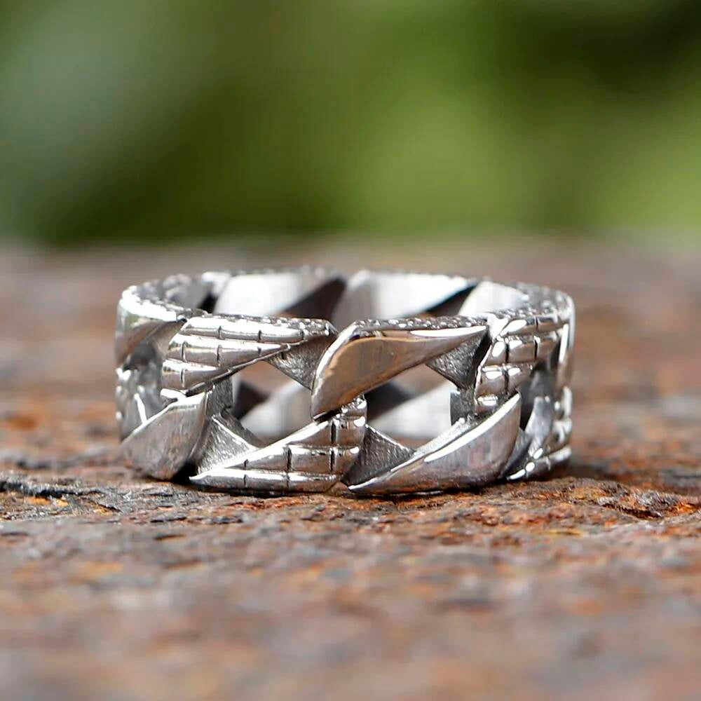 Gothic Chain Link Ring - Stainless Steel Unisex Punk Biker Jewelry
