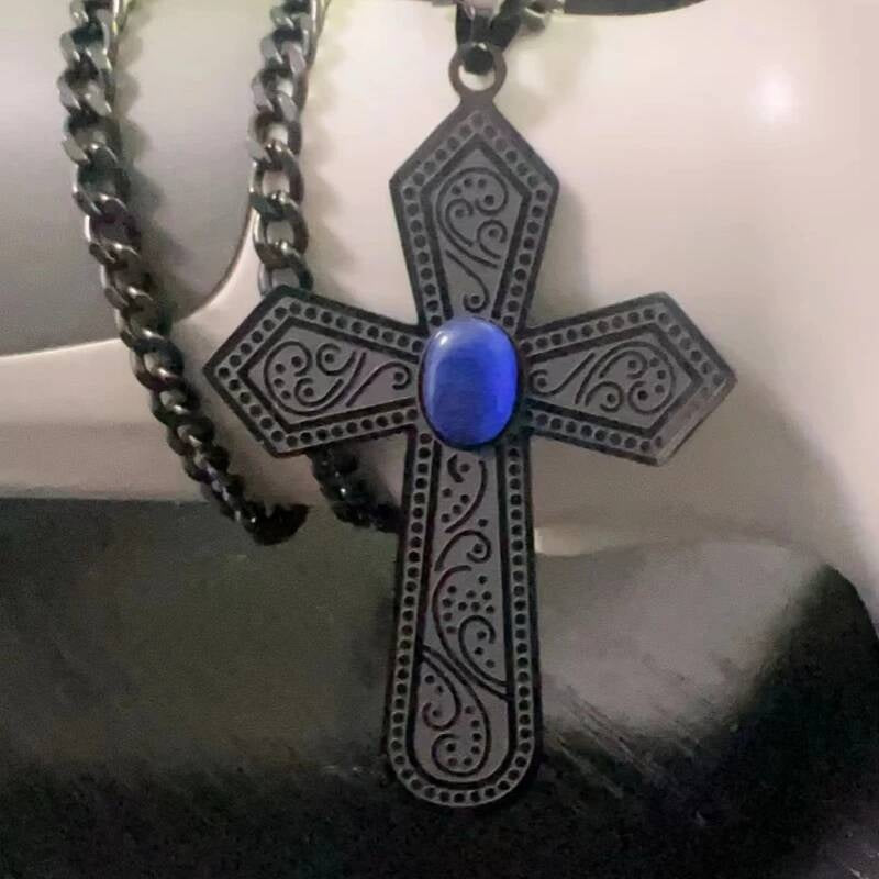 Stainless Steel Goth Black Cross Chain Necklace Pendant For Men Women Jewelry Vintage Accessories