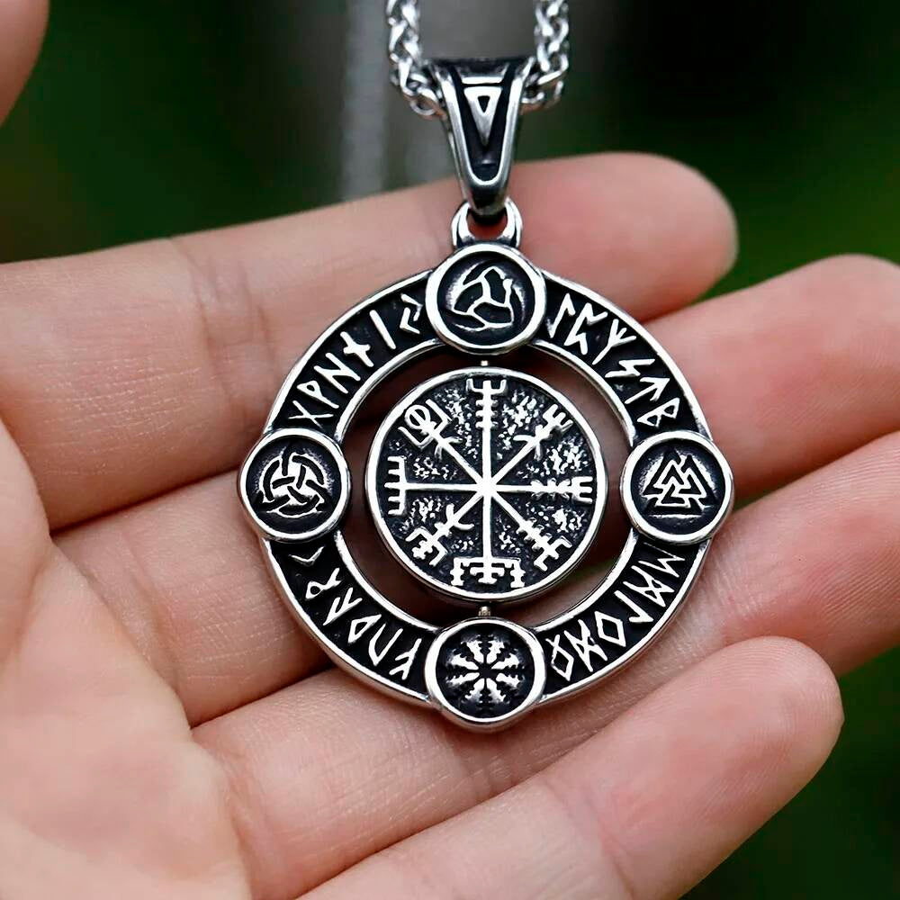 Viking Rune Protection Pendant – Silver Nordic Amulet