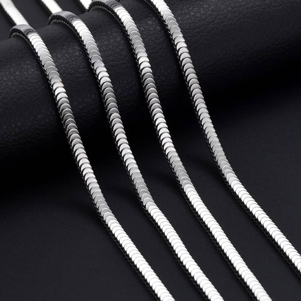 1 piece Width 4mm Fish Scales Chain Necklace for Men Women Stainless Steel Solid Chains Jewelry