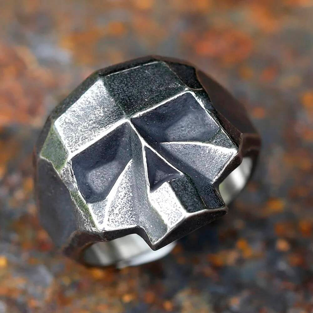 Punk Rock Vintage Skull Ring – 316L Stainless Steel Biker Jewelry for Teens