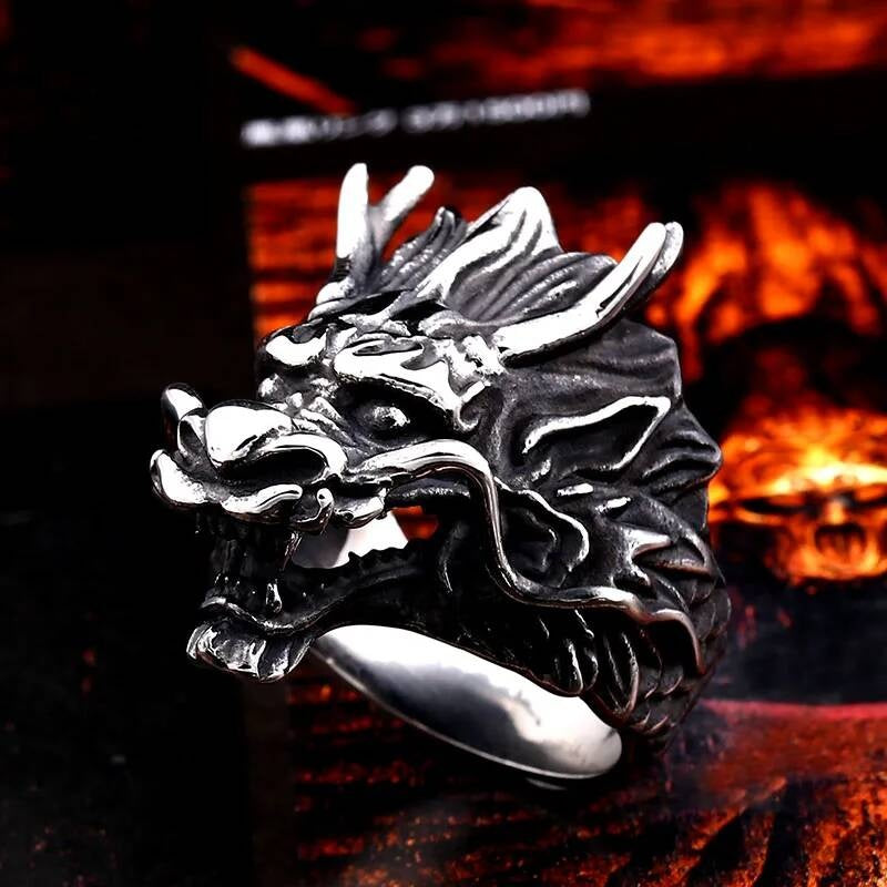 Dragon Head Stainless Steel Ring Gothic Punk Biker Jewelry